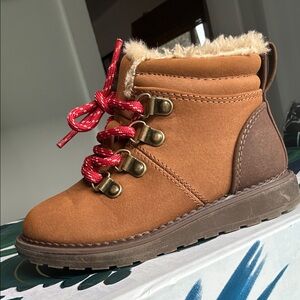 Cat & Jack Brown Kids Boots with Red Laces